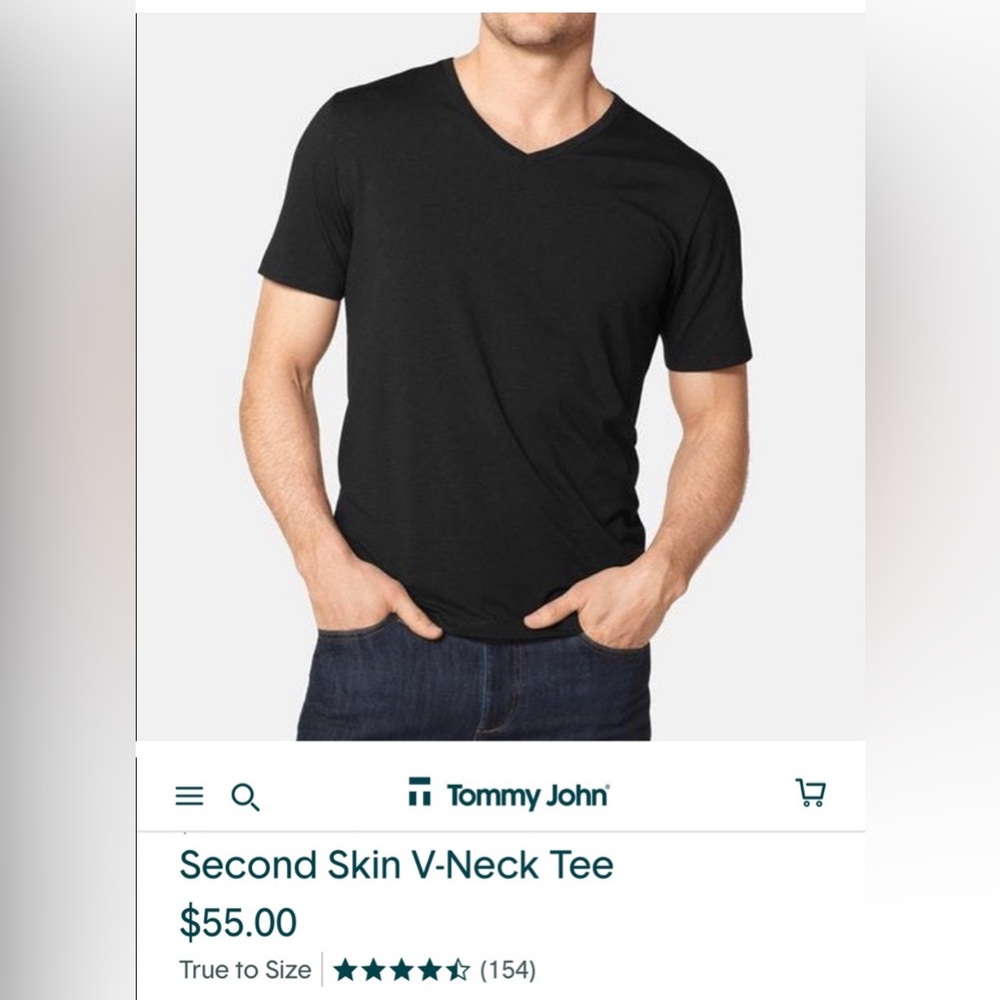 Tommy John Second Skin Black V-Neck Tee